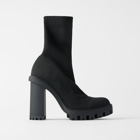 Zara Shoes Zara Sock Style Heeled Ankle Boots Poshmark